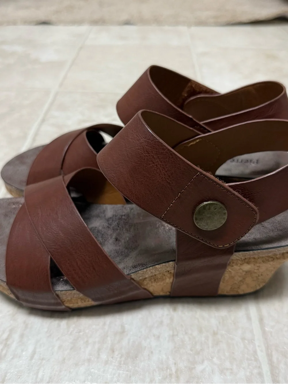 Pierre Dumas Brown Crisscross Slingback Sandals - Women's